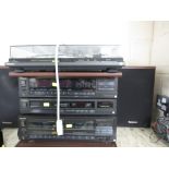 TECHNICS COMPONENT HIFI SYSTEM TURNTABLE, CASSETTE DECK, CD DECK, STEREO RECEIVER, TOGETHER WITH A