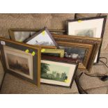 TEN FRAMED PICTURES AND PRINTS INCLUDING BRISTOL DOCKS