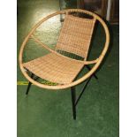 WICKER TUB CHAIR WITH METAL FRAME