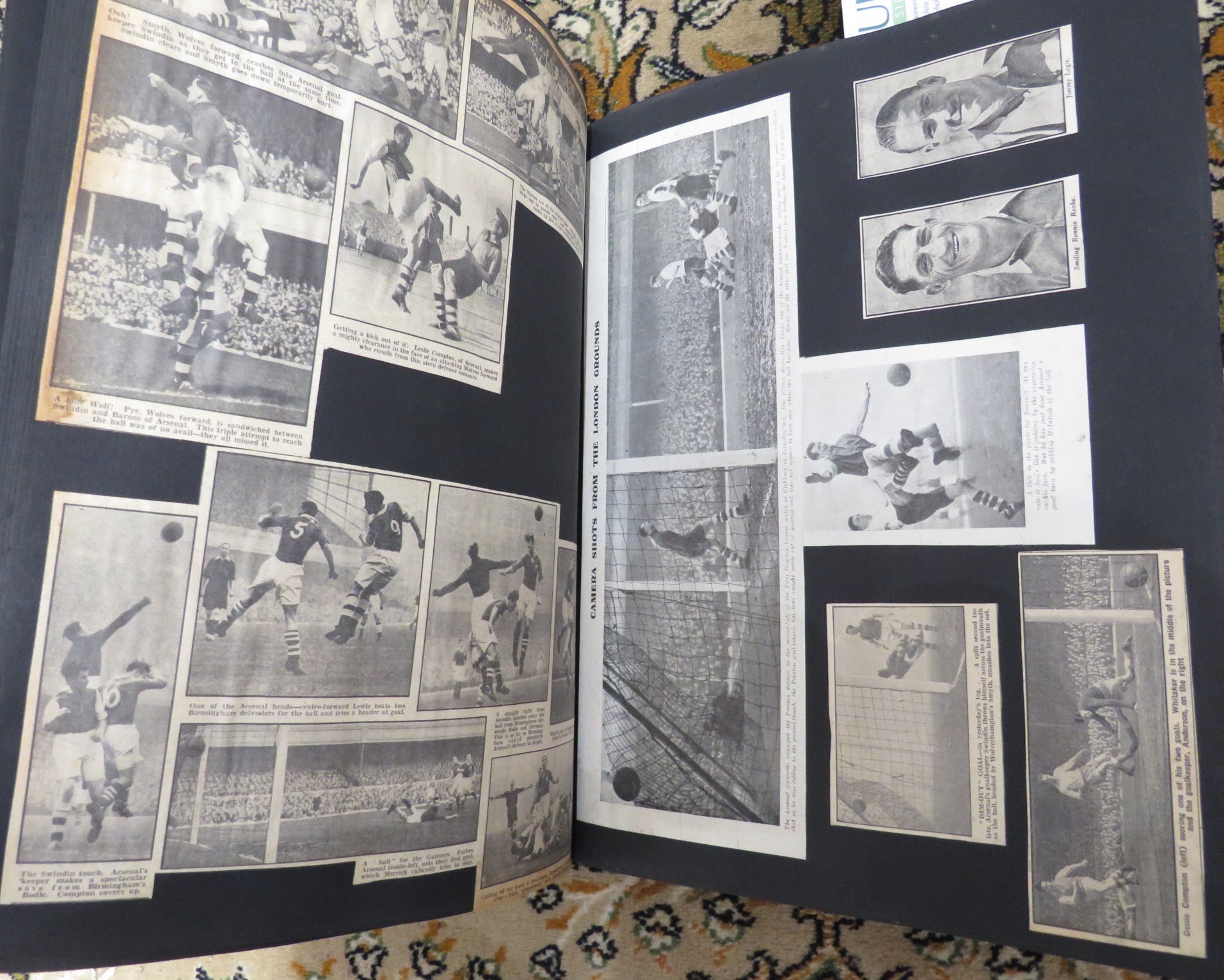 A SCRAPBOOK WITH FOOTBALL RELATED NEWSPAPER CUTTINGS MAINLY FROM THE 1940S AND PASTED WITH AN - Image 4 of 5