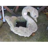 COMPOSITE STONE GARDEN PLANTER IN THE FORM OF A SWAN