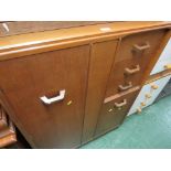 TEAK BEDROOM COMPACTUM UNIT WITH SINGLE DOOR, CUPBOARD AND THREE-DRAWERS