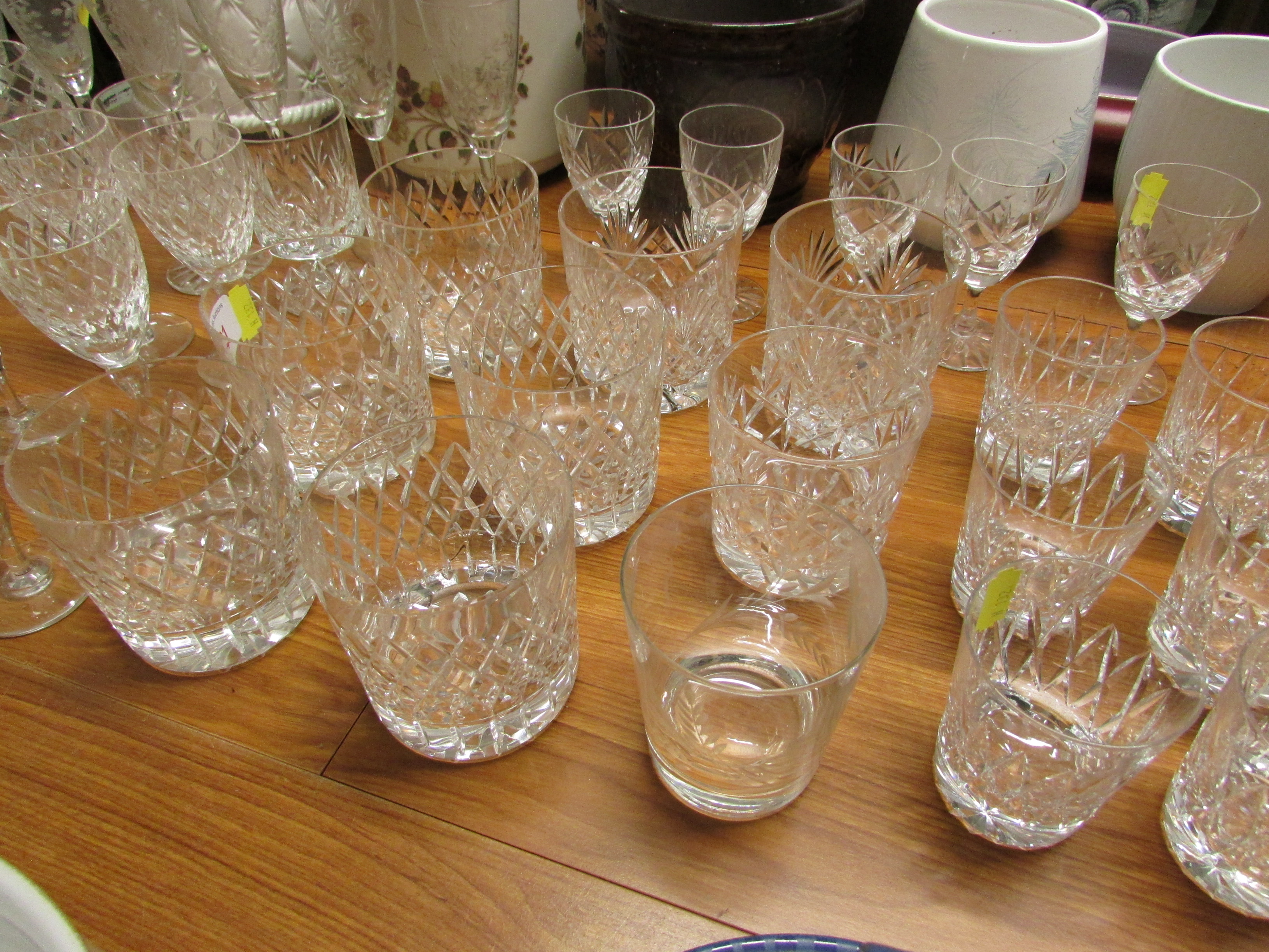 CUT GLASS DRINKING GLASSES INCLUDING ROYAL BRIERLEY BRANDY GLASSES, TUMBLERS AND SMALL WINE GLASSES - Image 3 of 4