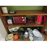 HOMEWARE INCLUDING TOASTER, KETTLE, TABLE LAMPS, CHINAWARE ETC
