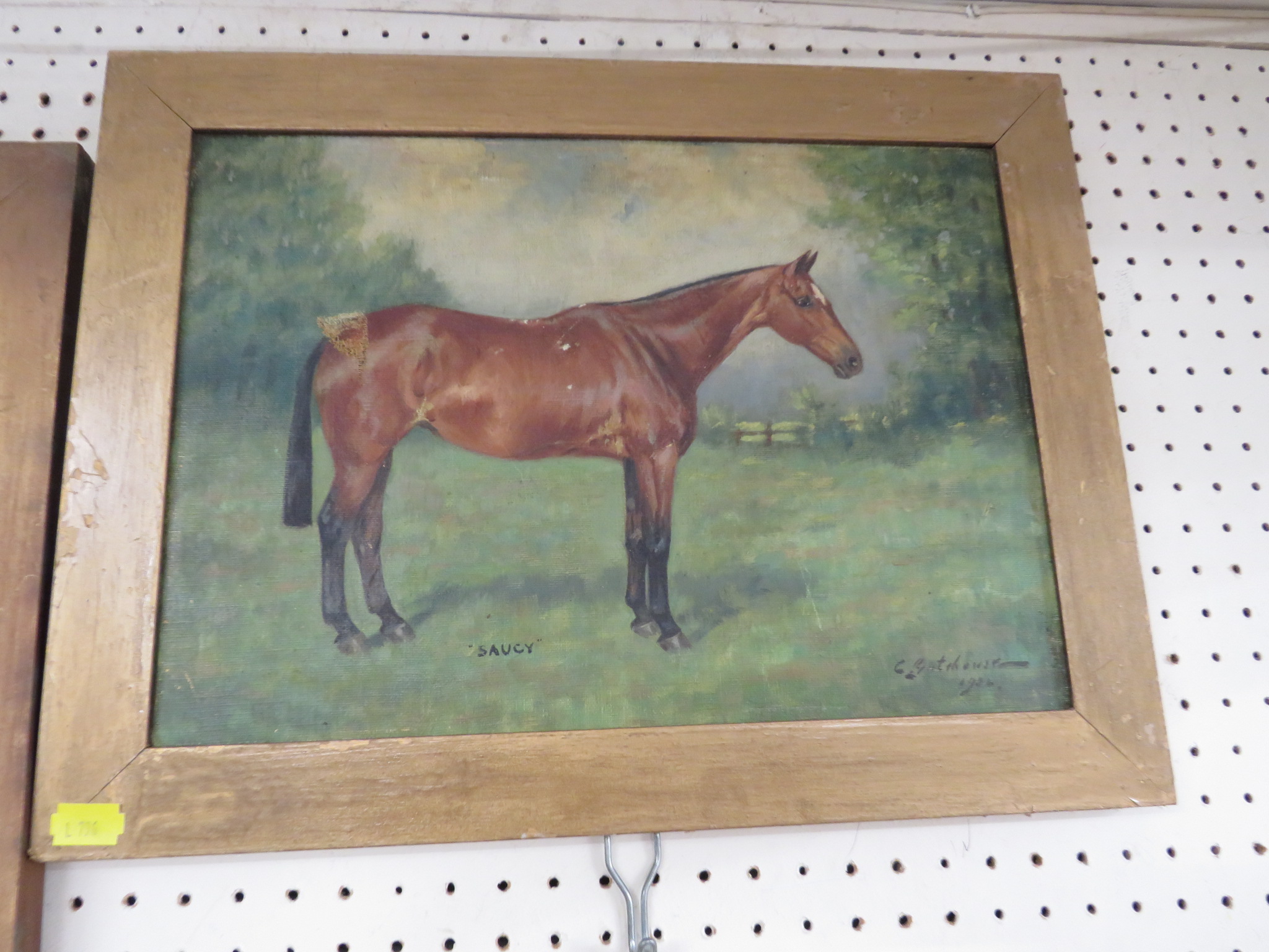 FRAMED OIL ON CANVAS OF HORSE SIGNED AND DATED 1932 LOWER RIGHT, TOGETHER WITH ONE OTHER CANVAS OF - Image 3 of 3