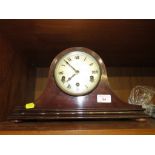 MAHOGANY CASED CHIMING NAPOLEON MANTLE CLOCK TOGETHER WITH ASSORTED CLOCK WINDING KEYS