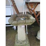 COMPOSITE STONE SQUARE BIRDBATH