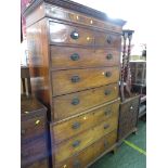 REGENCY MAHOGANY TALLBOY OR CHEST ON CHEST WITH TWO SHORT AND SIX LONG DRAWERS