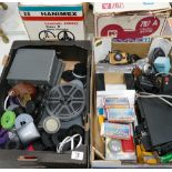 A collection of camera equipment to include: Polaroid Land Camera, Vitomatic SLR,