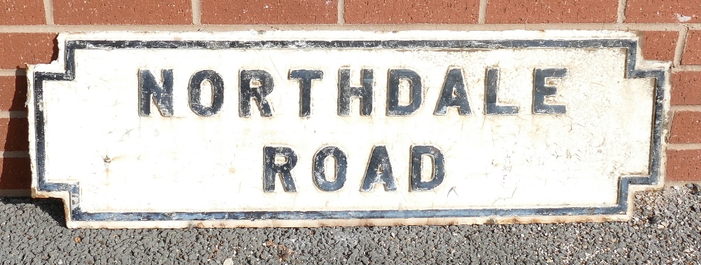 1920s cast iron Street Sign: Vintage cast iron street sign ''Northdale Road'',