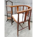 Inlaid Early 20th Century Mahogany Captains Chair & Oak later Cake stand.