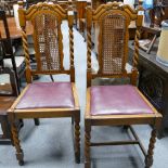 Two Oak Rattan Backed dinning chairs (2):