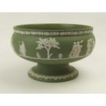 A Wedgwood green jasperware large footed bowl: diameter 22cm