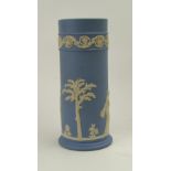 A Wedgwood blue jasperware spill vase: height 17cm.