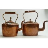 Two copper kettles: