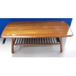 Mid Century Ercol dark beech Coffee table: With magazine rack.