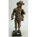 A large bronze figure of a cavalier:A la