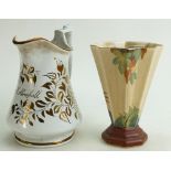 Victorian puzzle jug & Crown Devon vase: