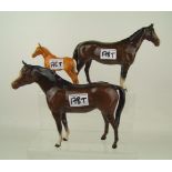 Beswick Arab Bahram horse 1771 brown gloss., together with a Beswick huntsmans horse, 1484 and a