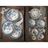 A large Collection of Booths & Similar Real Old Willow patterned Dinner & Tea Ware to include: