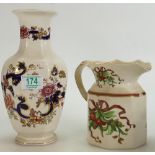 Masons Tiffany Garland Patterned Jug: together with Blue Mandalay patterned vase(2)