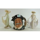 Royal Doulton Character jug Sancho Panca D6456: together with two ladies from the Leonardo