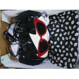 Two Lulu Guinness bags: Mid Romilly ( with original tag inside) and Black sunglasses doll face. With