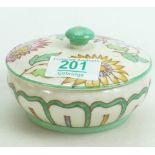 Charlotte Rhead bursley ware TL37 patterned lidded powder box: diameter 12cm