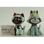 Lorna Bailey Novelty Cat Figures: Izabella Commemorative Christening Cat & Amsterdam Cat, height