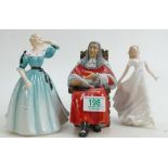 Royal Doulton figures to include: The Judge Hn2243 (2nds), Celeste HN2237, Friendship HN3451 (3)