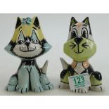 Lorna Bailey Novelty Cat Figures: Dopey Cat & Square Jawed Cat, height 14cm (2)