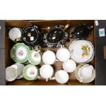 A mixed collection of items to include: Sadlars black and floral tea service, Paragon floral