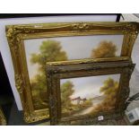 3 oil on canvas paintings of water side scenes - all signed Recco