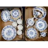 A large collection of Franciscan melody patterned blue and white decorated ironstone tea and