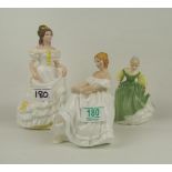 Royal Doulton Lady figures: Angela HN3690, Heather HN2956 and Fair Maiden(3)