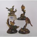 Worcester resin model of a Robin: and a wren together with a Country Artist wren on a branch CA281