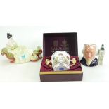 Royal Doulton lady figures: At Ease HN2473 together with small character jug John Doulton D6656 &