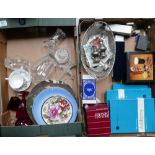 A mixed collection of items to include: Boxed cutlery sets, pewter tankards, decorative glass