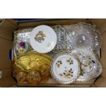 A mixed collection of items to include: pressed glass art nouveau dressing table set, silimar