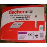 2 sets of boxed Fischer collated nails and gas fuel.