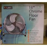 A Tolbec 18" Chrome floor fan.