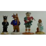 Royal Doulton Bunnykins figures : Police Man, Winter Lapland, Bedtime together with Rupert