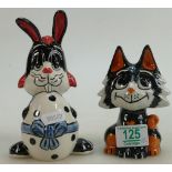 Lorna Bailey Novelty Cat Figures: Spooky Cat & Easter Bunny Cat, height 17cm (2)