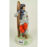 Kevin Francis figure of lady with skis: marked "an artists original colourway for Peggy Davies by