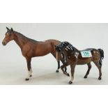 Beswick Brown Stocky Jogging Mare 855: ( third version) and a brown gloss Thoroughbred Stallion (