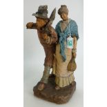 Large Terra cotta Figure group of Lady and Tramp: height 35cm