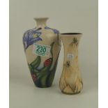 Moorcroft Flay Away Home vase: seconds in qulaity together with a small Moorcroft cornflower vase,
