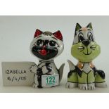 Lorna Bailey Novelty Cat Figures: Izabella Commemorative Christening Cat & Square Jawed Cat,