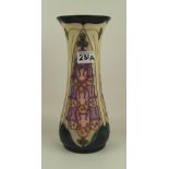 Moorcroft Foxglove pattern vase : 31cm in height (seconds in quality) boxed.