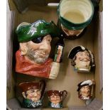 A collection of Royal doulton character jugs to include: large Smuggler D1967 & Mr Pickwick together